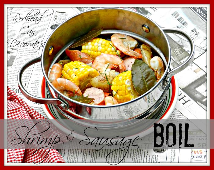 Shrimp & Sausage Boil Recipe redheadcandecorate.com