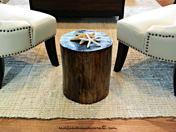 DIY Stump Table Redhead Can Decorate