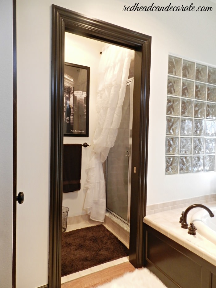 Ruffled Curtain Over Glass Shower Door, Shower Curtains Or Glass Doors