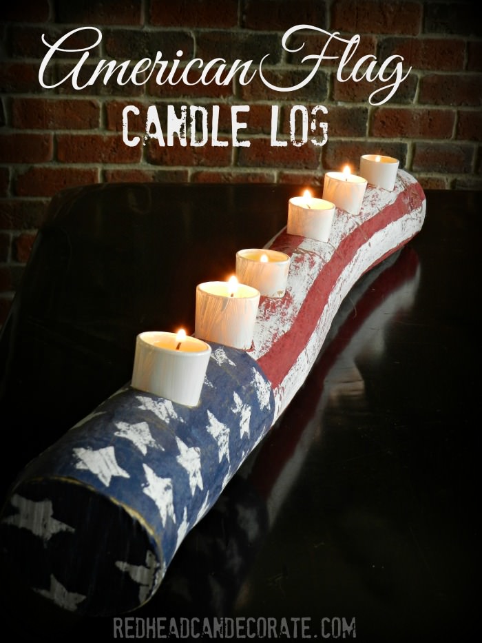 Almost Free American Flag Candle Log Tutorial
