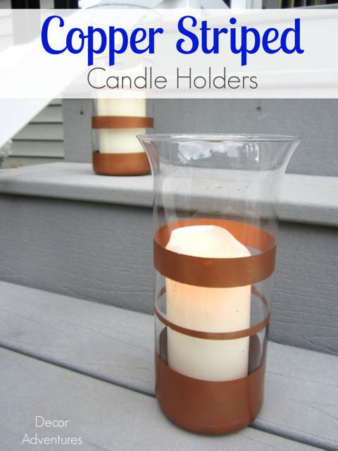 Copper Striped Candle Holders