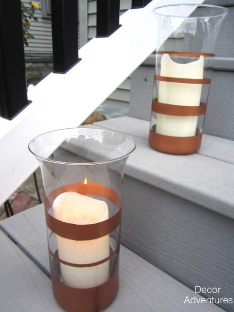 Copper Striped Candle Holders