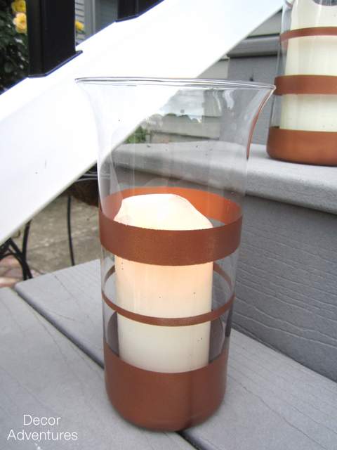 DIY Copper Striped Candle Holder