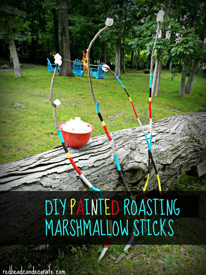 DIY Painted Roasting Marshmallow Sticks-something you can use over and over, or give as a cute hostess gift! ~redheadcandecorate.com