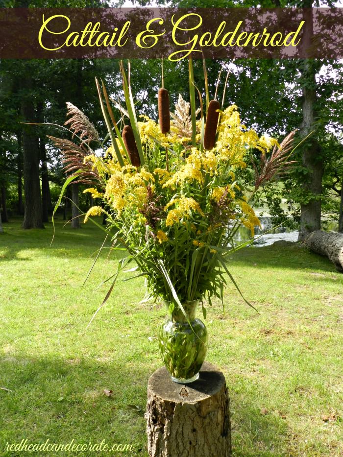 Free Beautiful Flower Arrangement w:Cattails and Goldenrod