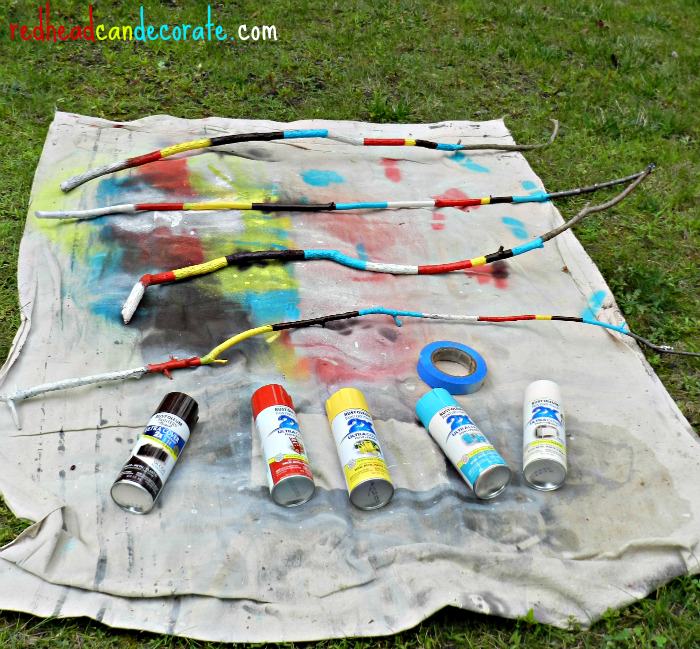 Paint your own marshmallow sticks for use over and over.  Make a nice gift too!  redheadcandecorate.com
