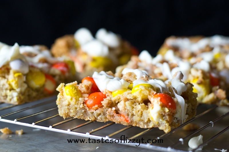 White Chocolate M&M Cookies Bars {Tastes of Lizzy T}
