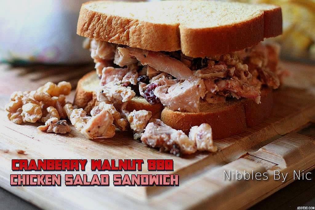 Cranberry Walnut BBQ Chicken Salad Sandwich