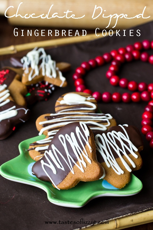 Chocolate Dipped Gingerbread Cookies {Tastes of Lizzy T}