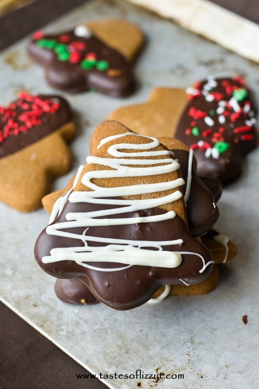 Chocolate Dipped Gingerbread Cookies {Tastes of Lizzy T}