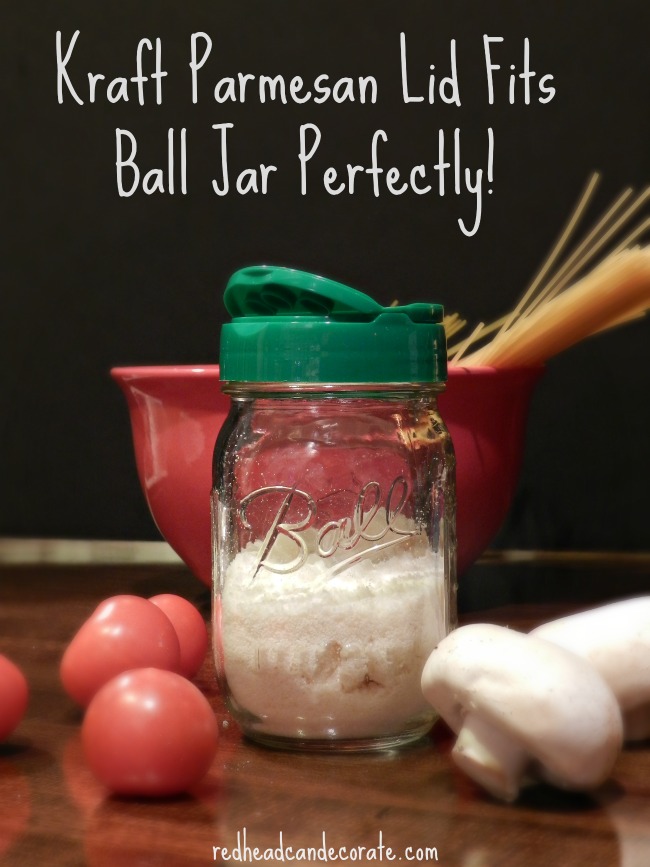 Kraft Parmesan Lid Fits Ball Jars Perfectly!  Who knew?