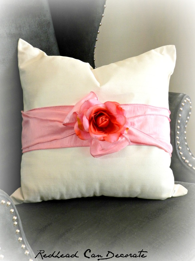 Thrift Store Pillow Makeover by Redhead Can Decorate