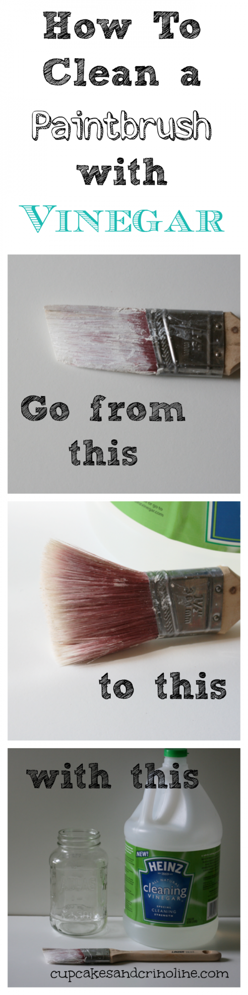 How to clean a paintbrush with vinegar.
