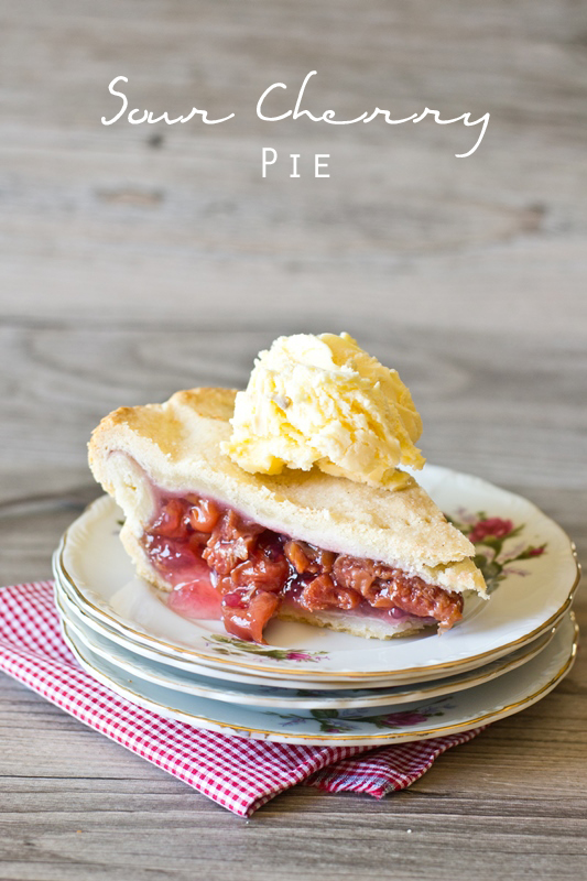 This is my Grandma's Sour Cherry Pie recipe. Simply the best cherry pie there is, and so easy to make with just 4 ingredients. We love eating it warm with ice cream on top.