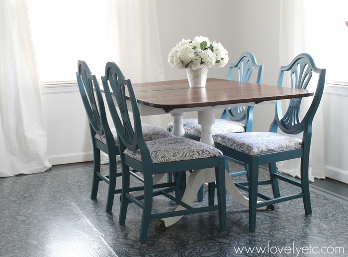 Transformed dining room table and chairs