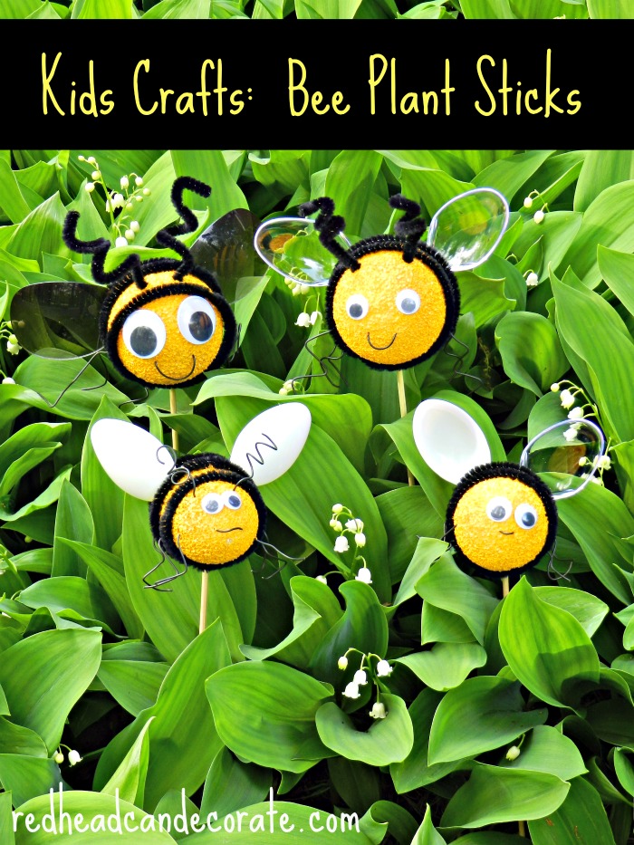 Easy Kids Craft Bee Plant Sticks