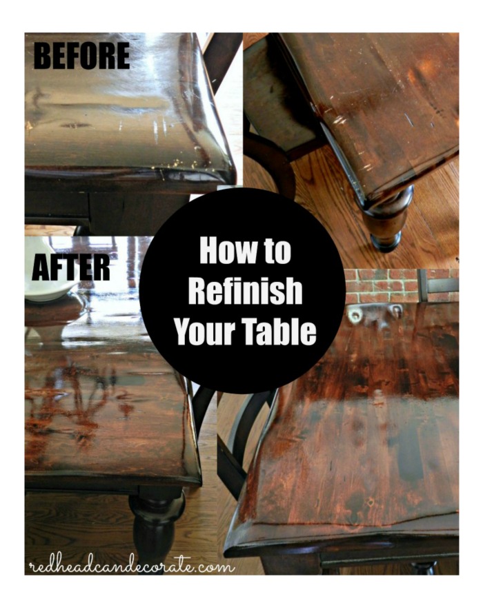 This DIY Refinished Table Top tutorial gives step by step full instructions (including products used and supplies used) to refinish your dining table top the right way and makes it last!