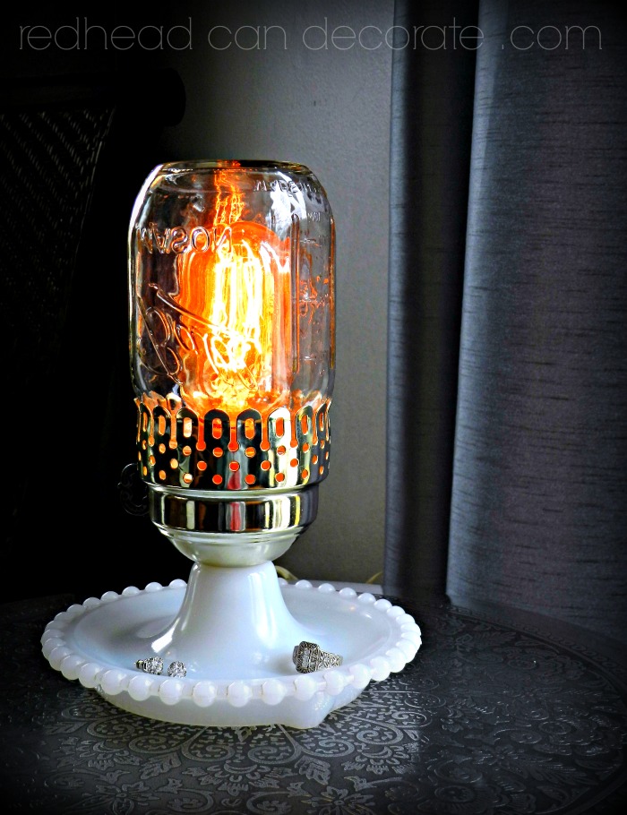 Vintage Mason Jar Hobnail Light