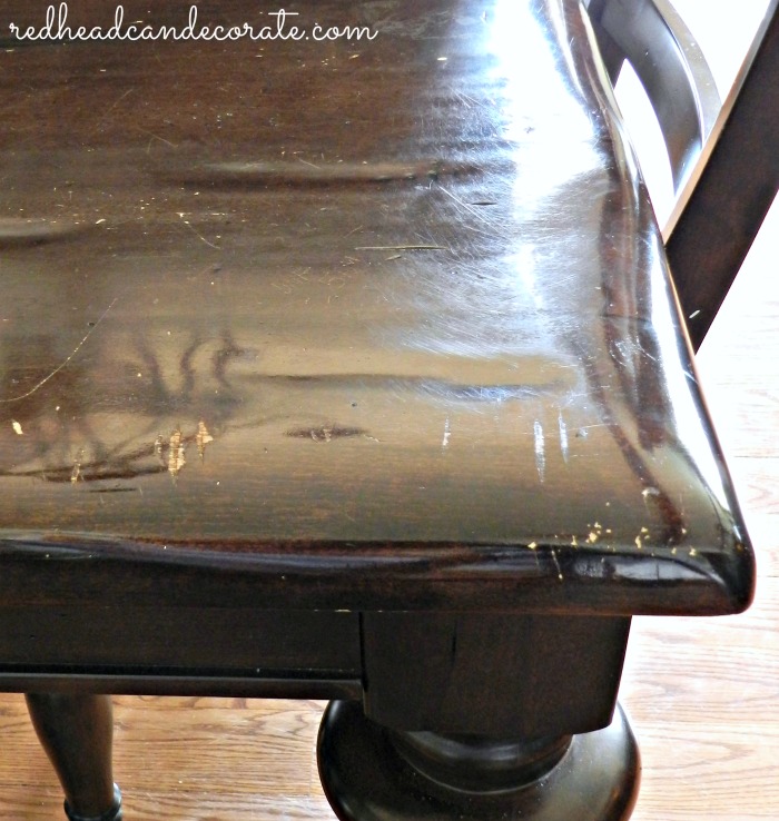 This DIY Refinished Table Top tutorial gives step by step full instructions (including products used and supplies used) to refinish your dining table top the right way and makes it last!
