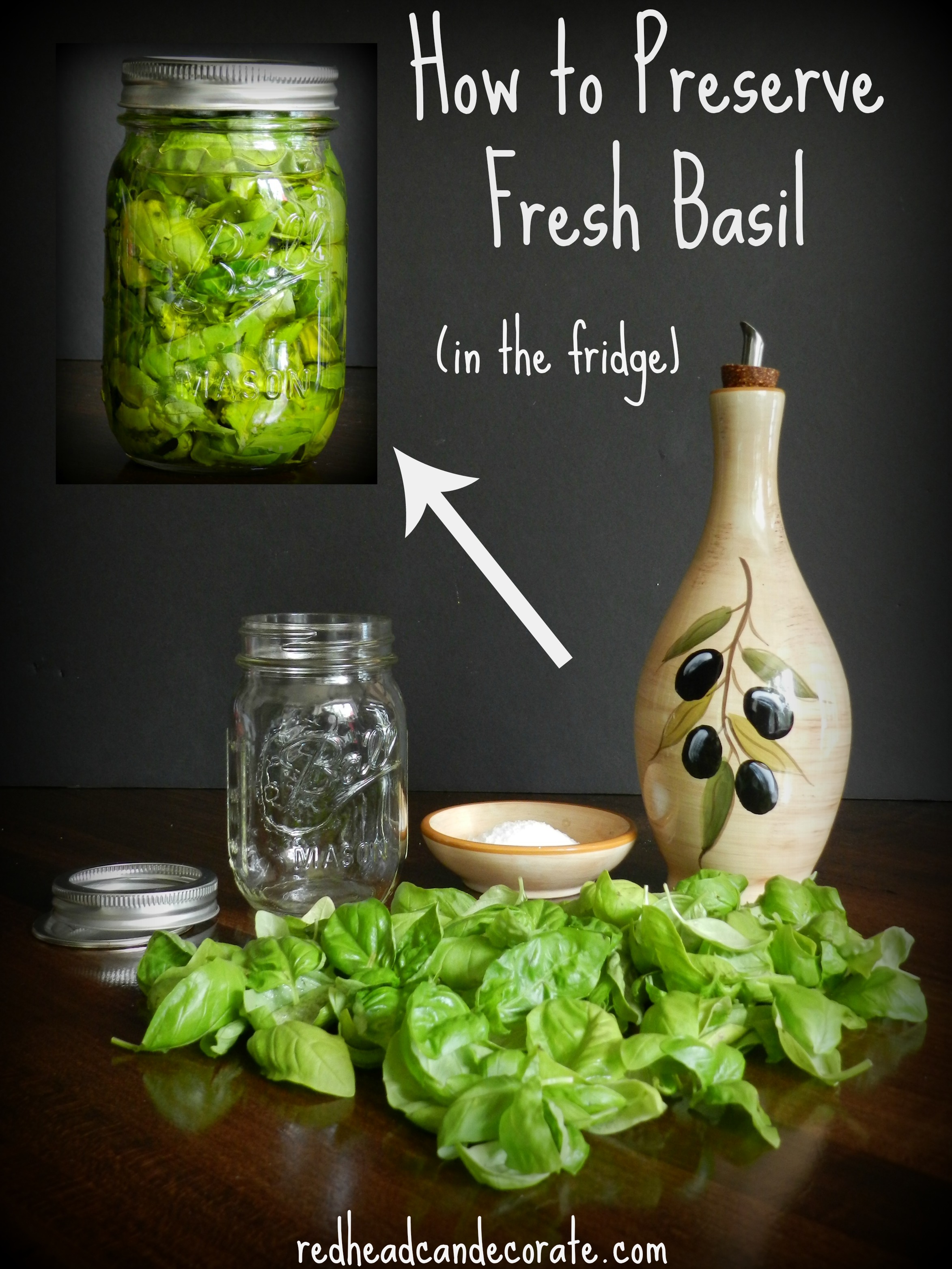 How to preserve fresh basil in the refridgerator easily.
