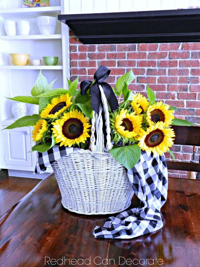 Vintage Picnic Basket Sunflower Centerpiece