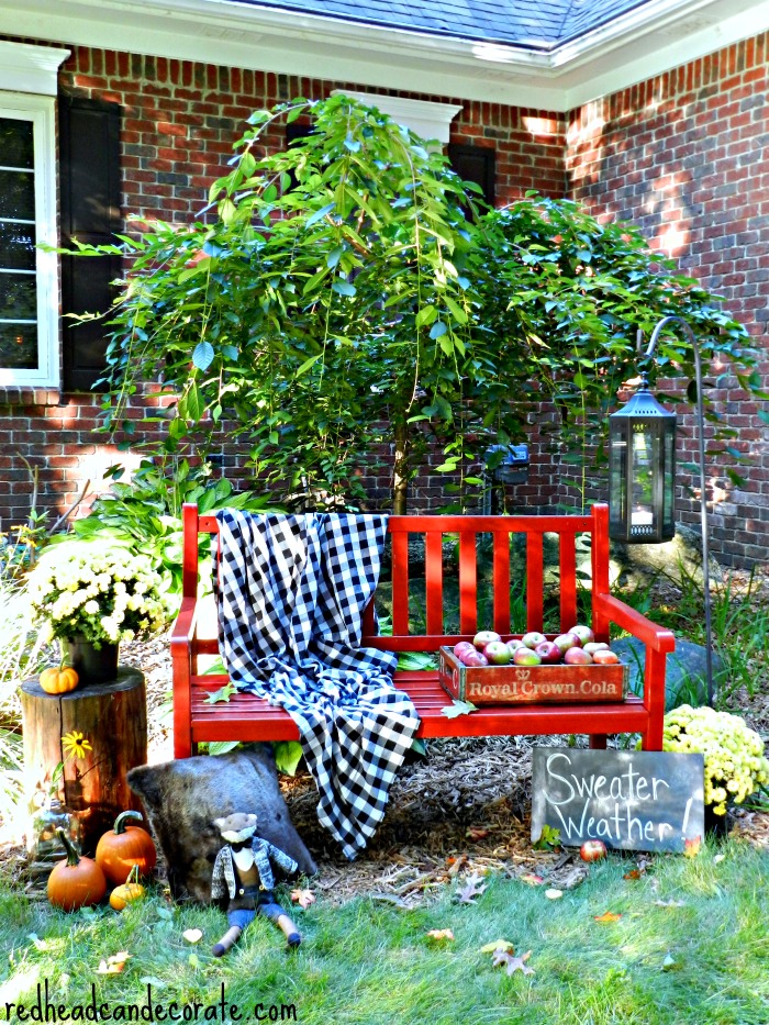 Fall Red Painted Bench
