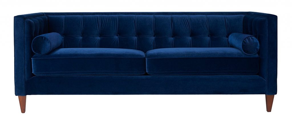 This blue velvet sofa is gorgeous! There are more colors, too!