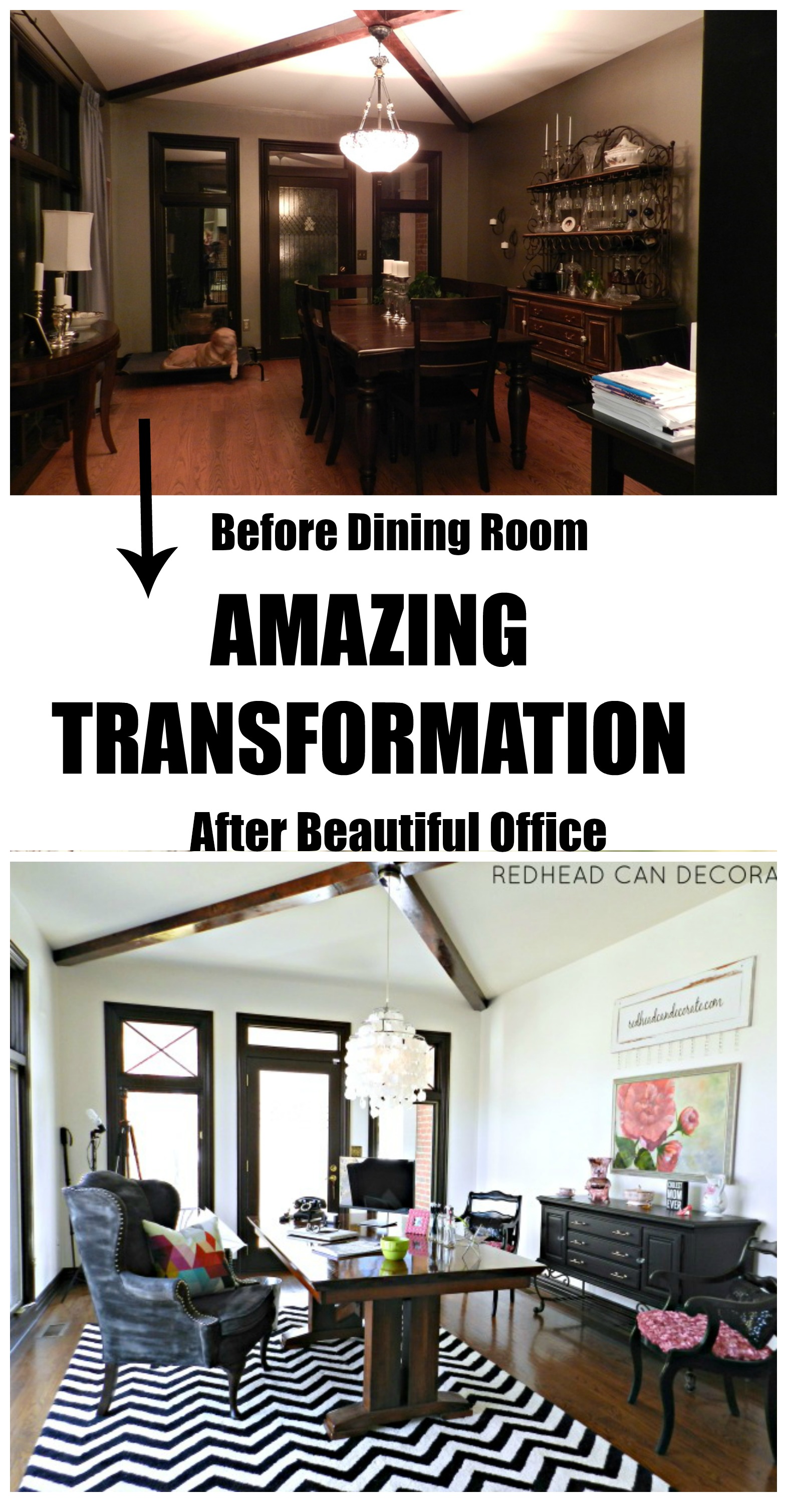 Transform an unused dining room space into an amazing OFFICE!
