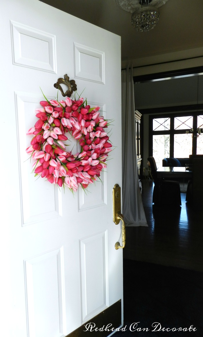 I think this is the prettiest pink tulip wreath I have ever seen!