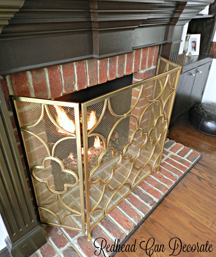 What a gorgeous gold fireplace screen that didn't cost a fortune!
