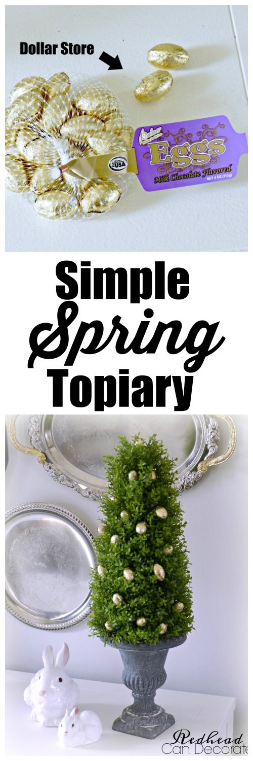 This is such a cute idea! Dollar store Spring topiary can be used for Easter and all year!