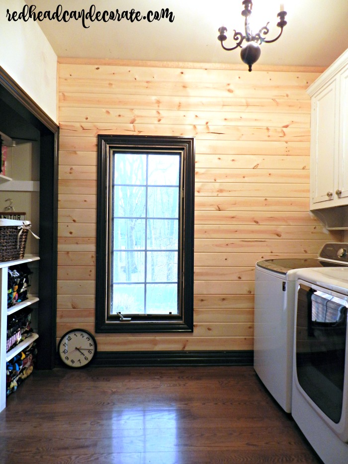 This laundry room makeover is a must see! She included a DIY Wood Tongue-and-Groove Siding Wall tutorial that is very easy to follow. 