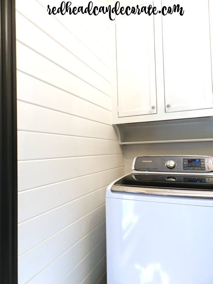 This laundry room makeover is a must see! She included a DIY Wood Tongue-and-Groove Siding Wall tutorial that is very easy to follow. 