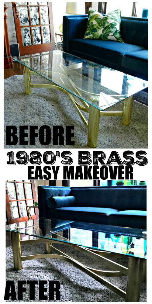 Thrifty vintage brass & glass coffee table gets a modern day makeover with this one simple step...