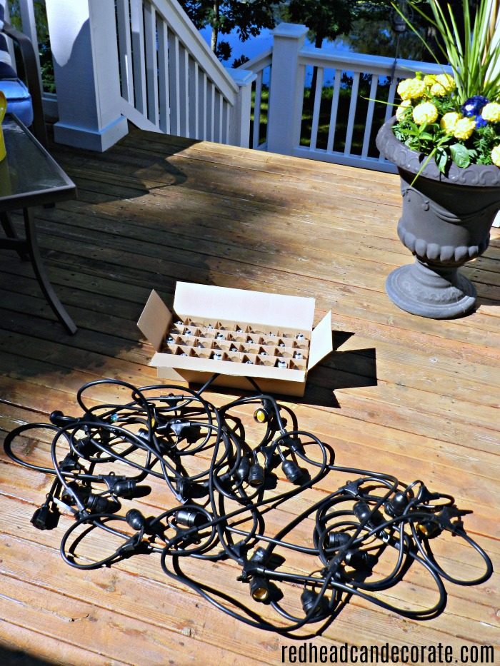 Hang vintage style string lights on your deck, porch, or patio and enter to win a free set at "Vintage Style Outdoor String Lights & Giveaway".