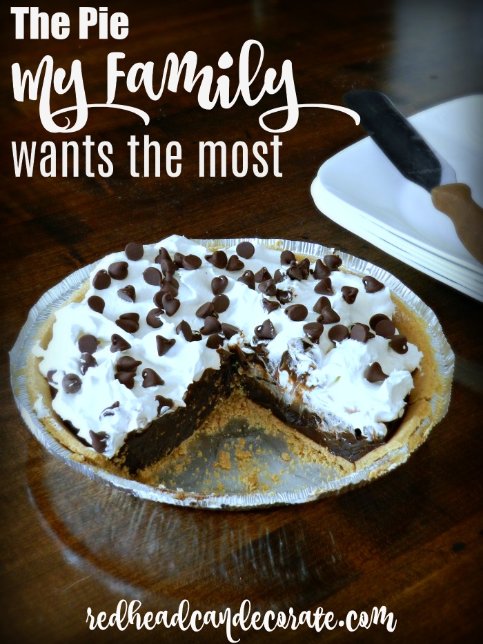 Out of all the pies I make for my family, this easy chocolate pudding pie recipe is the one they all favor the most! It's made with a pre-made crust so it's finished in minutes with very little clean up!