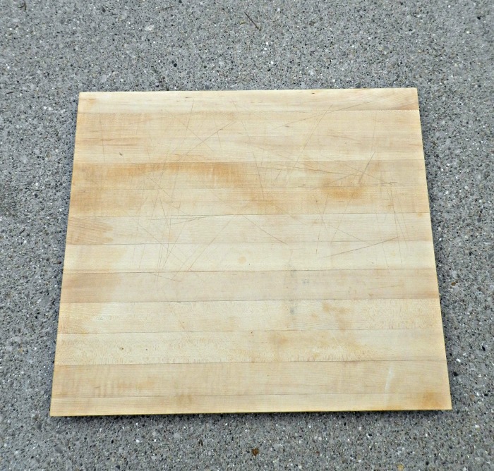 Very cute DIY "Cheese & Apple Butcher Block Tray" made with rustic handles in a few minutes! You could do this with any cutting board.