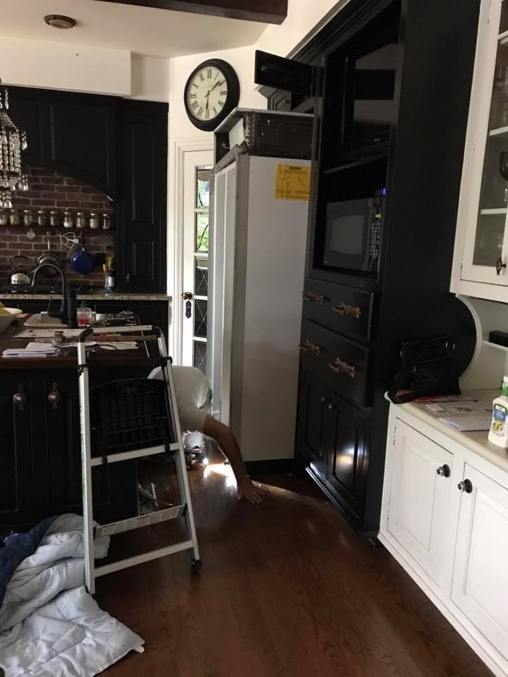 What a beautiful built-in-refrigerator transformation. This 1994 old Sub-Zero refrigerator is replaced with a modern classic kitchen aid stainless steel side by side refrigerator.