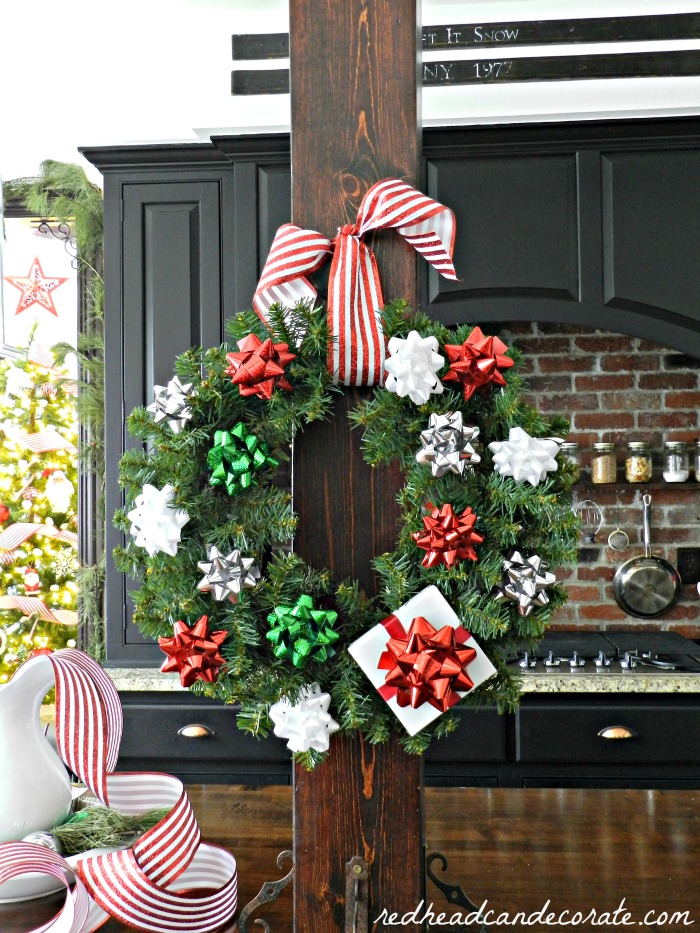 This is such a cute gift bow wreath idea! I would have never thought of this!