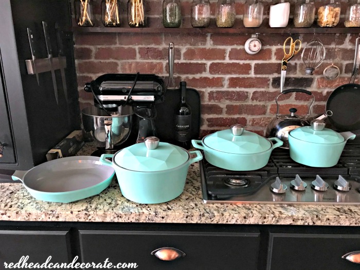 Stunning cookware set from DIY blogger Julie from redheadcandecorate.com.