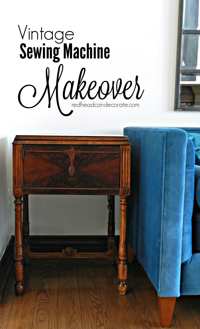 Check out this Vintage Sewing Machine Table Makeover without Refinishing/Painting! She used 3 very inexpensive products and it looks brand new! 