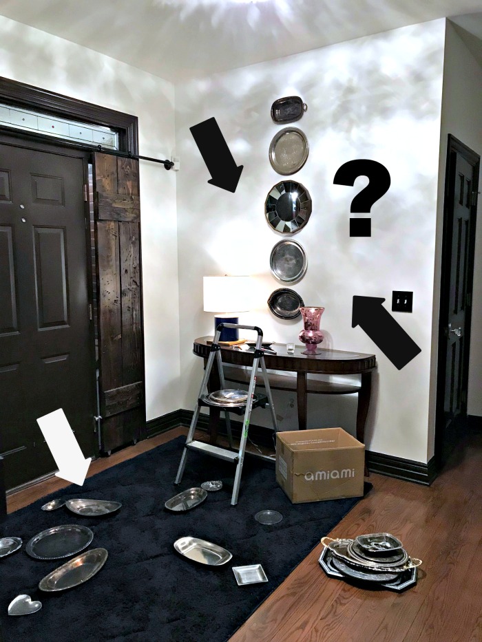 This blogger explains how she easily hung a silver platter wall and what product she used.