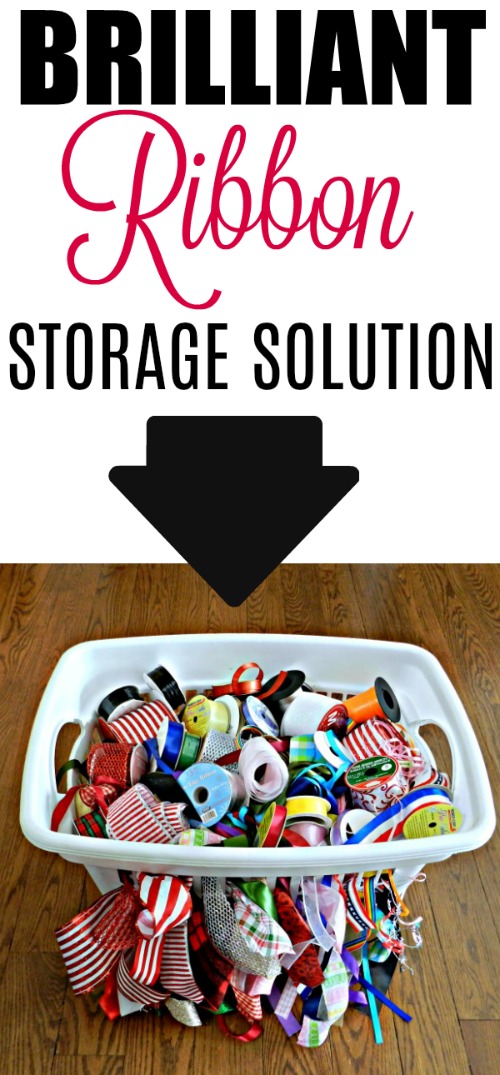 3 Clever Household Storage Clean-up Tips...I've never seen this ribbon storage idea done with a laundry basket!