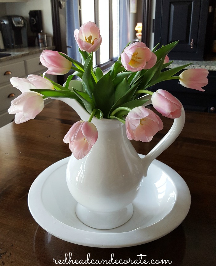 Take a Beautiful Spring Tulip Tour at a unique home in Michigan where the owner uses thrifty items to decorate her home!