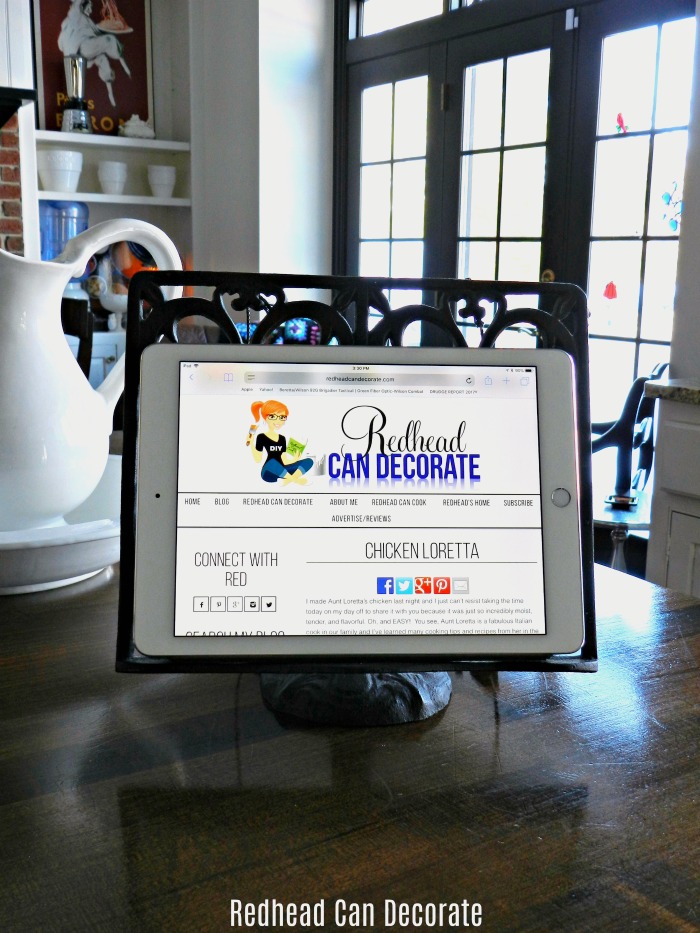 This "Cast Iron Cookbook Stand" is so gorgeous and perfect for a kitchen island or sitting by your stove on the counter. She's giving it away!
