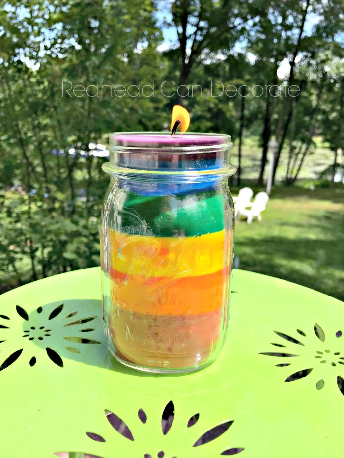 This DIY Crayon Rainbow Candle tutorial really tells the real details on how to make one of these using crayons. 