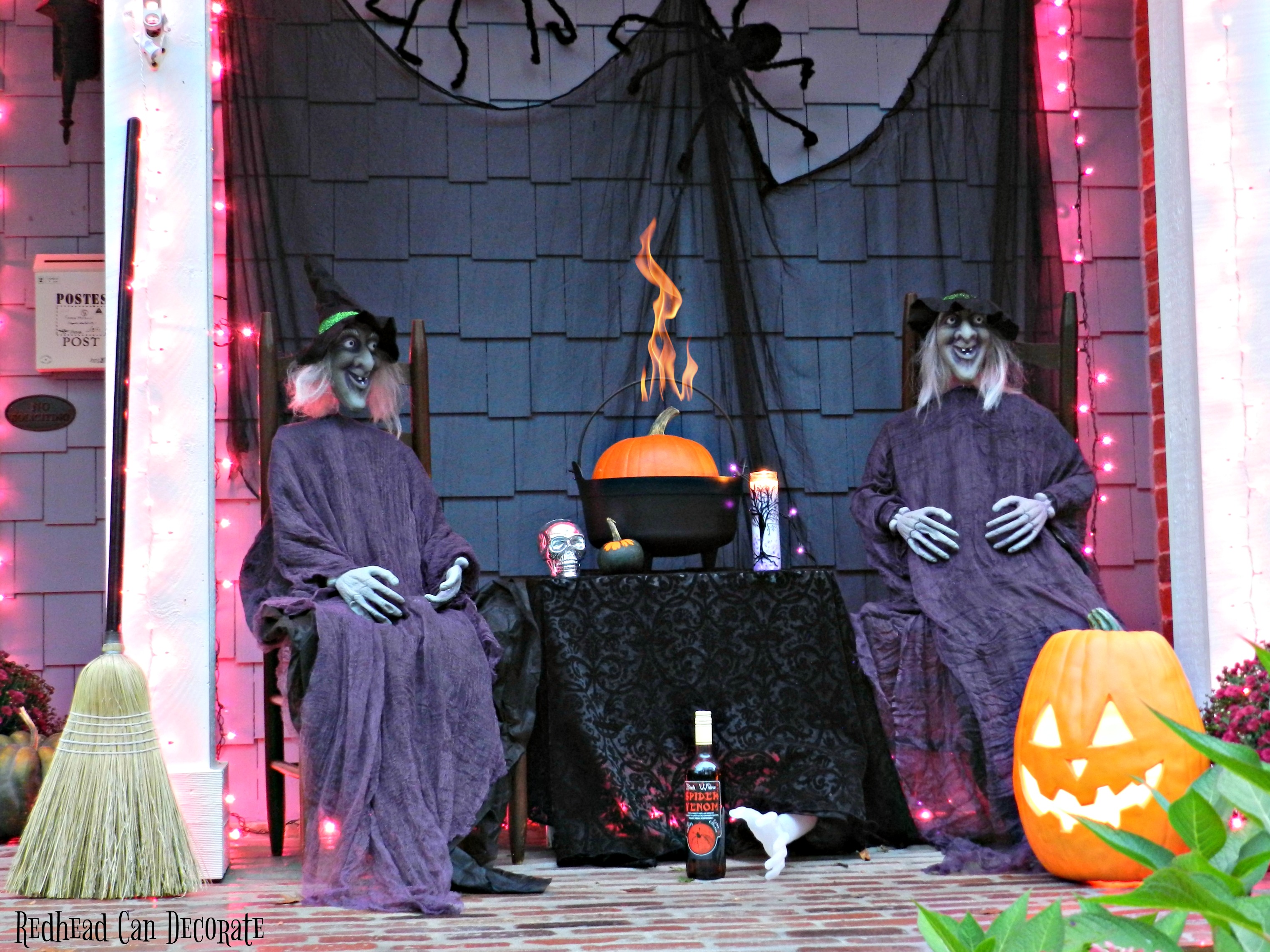 This DIY Spooky Witch Halloween Porch has just the right amount of spooky for all ages. 