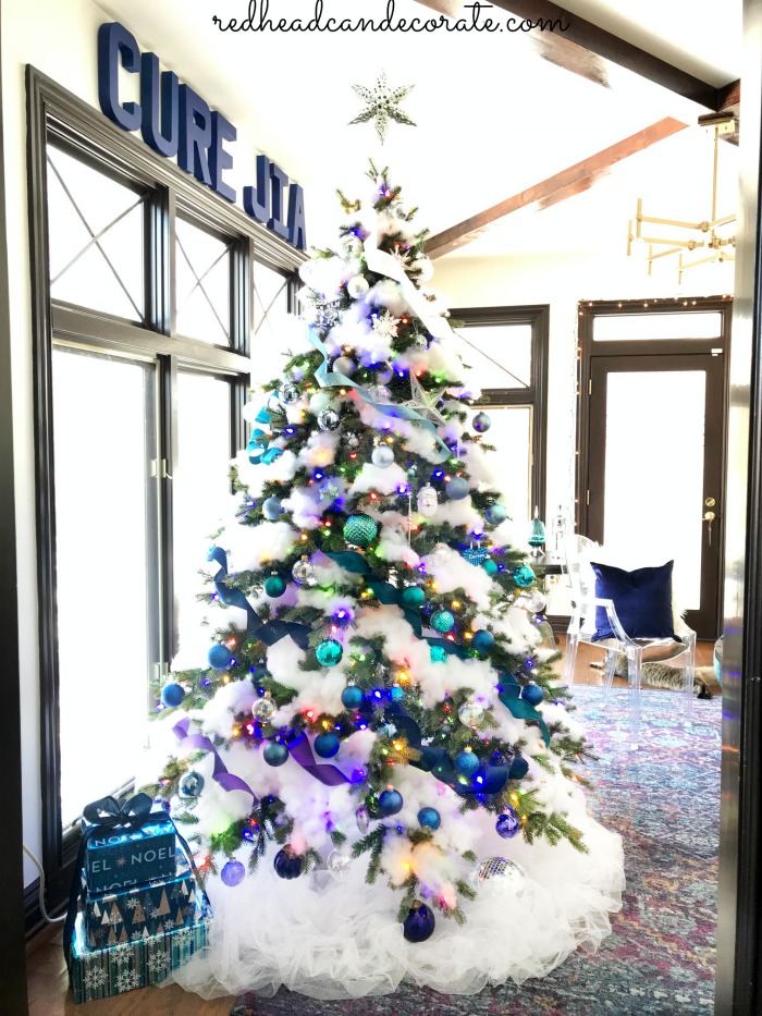 How to create a Blue Ombre Flocked Christmas Tree with floating star! 