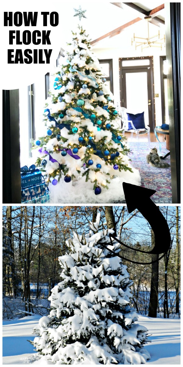 How to create a Blue Ombre Flocked Christmas Tree with floating star!