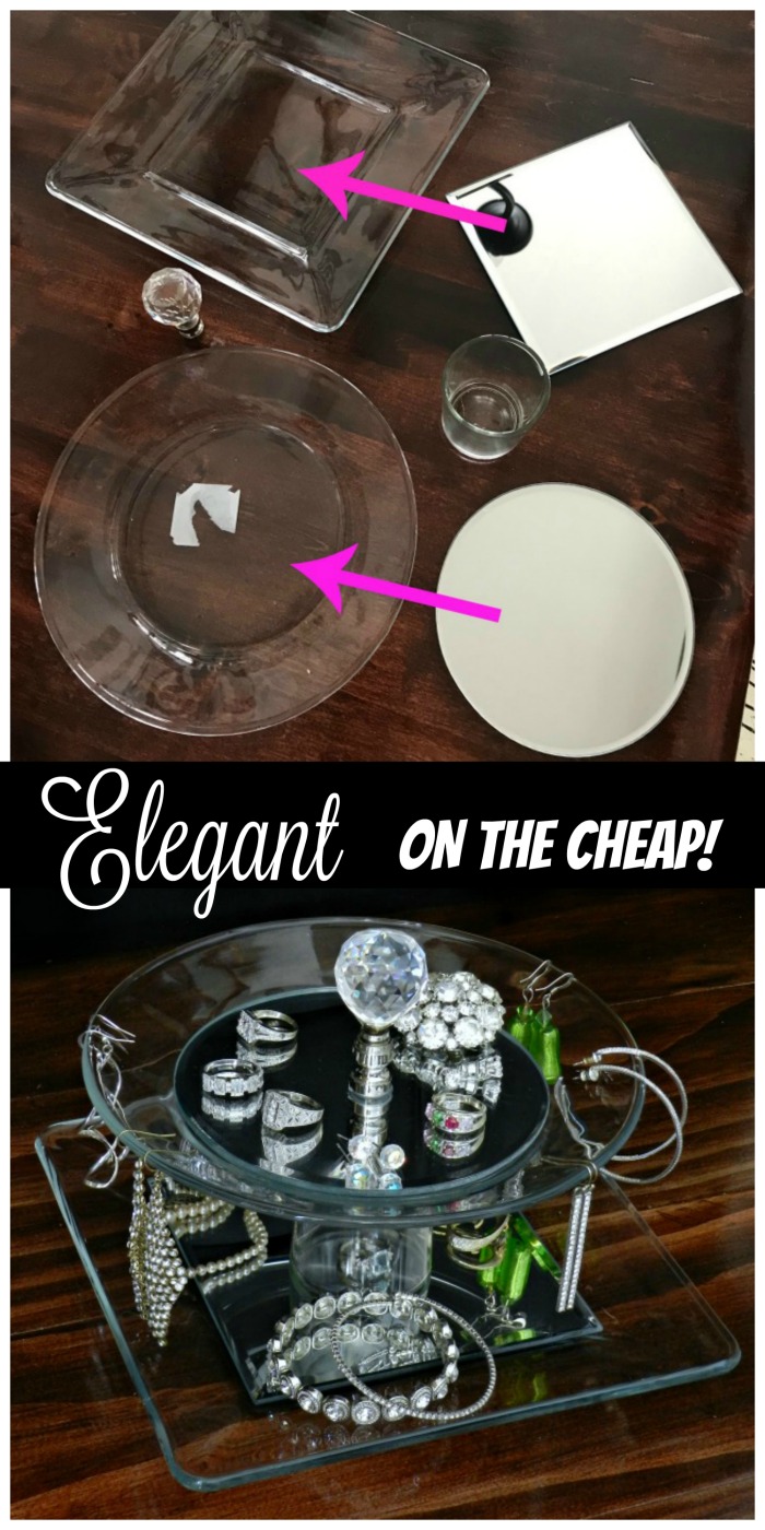 Here's a cool repurpose using 2 plates to make an Thrifty Elegant Jewelry Tray!